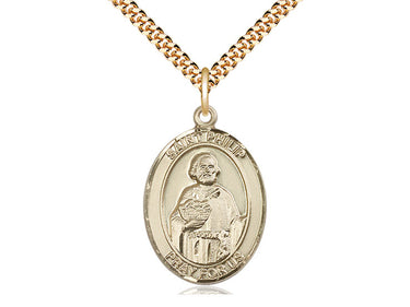 14kt Gold Filled St. Philip the Apostle Patron Saint Medal Necklace 1 inch by three quarters inch with 24 inch chain by Bliss