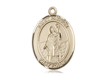 14kt solid gold St. Patrick patron saint medal pendant, 1 x 3/4 inch, handcrafted by Bliss Manufacturing USA