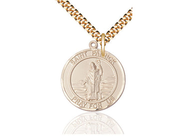 14kt Gold Filled St. Patrick Medal Necklace 1 inch by 5/8 inch on 24 inch Curb Chain by Bliss Manufacturing