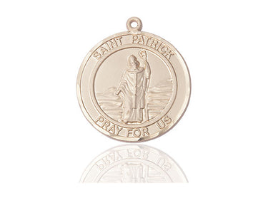 14kt Solid Gold St. Patrick Patron Saint Medal Pendant 1 x 5/8 inch Handcrafted by Bliss