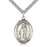 Sterling Silver St. Patrick Patron Saint Medal Necklace 1 inch by 3/4 inch on 24 inch curb chain by Bliss Manufacturing