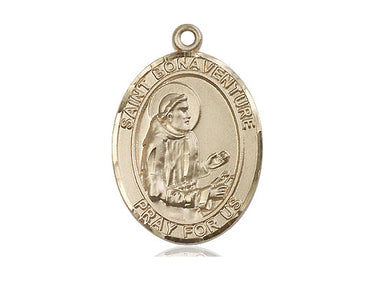14kt Solid Gold St. Bonaventure Catholic Medal Pendant 1x3/4 inch handcrafted by Bliss
