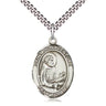 Sterling Silver St. Bonaventure Catholic Medal Necklace 1x3/4 inch on 24 inch chain by Bliss