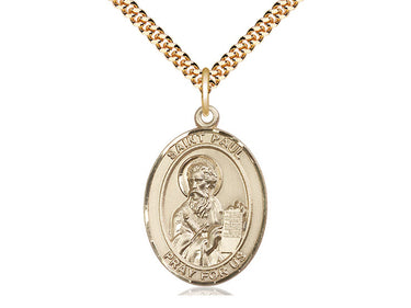 14kt Gold Filled St. Paul the Apostle Medal Necklace 1 inch by 3/4 inch on 24 inch Curb Chain by Bliss