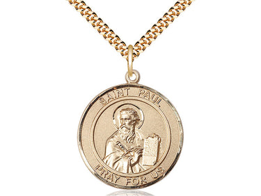 14kt Gold Filled St. Paul the Apostle patron saint medal necklace 1 x 5/8 inch with 24 inch chain by Bliss