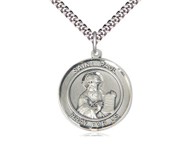 Sterling Silver St. Paul the Apostle Medal Necklace 1 inch by 5/8 inch with 24 inch chain by Bliss USA