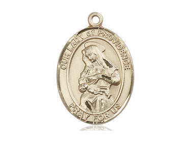 14kt Solid Gold Our Lady of Providence medal pendant medium 1 x 3/4 inch Bliss USA handcrafted