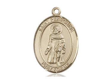 14kt solid gold St. Peregrine Laziosi medal pendant 1 inch by 3/4 inch handcrafted by Bliss