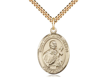 14kt Gold Filled St. Martin de Porres Patron Saint Medal Necklace 1 inch by 3/4 inch with 24 inch Chain by Bliss