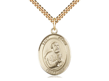 14kt Gold Filled St. Peter the Apostle patron saint medal necklace 1 inch x 3/4 inch with 24 inch curb chain by Bliss Manufacturing