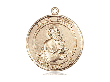 14kt Solid Gold St. Peter the Apostle Patron Saint Medal Pendant 1 x 5/8 inch by Bliss Manufacturing
