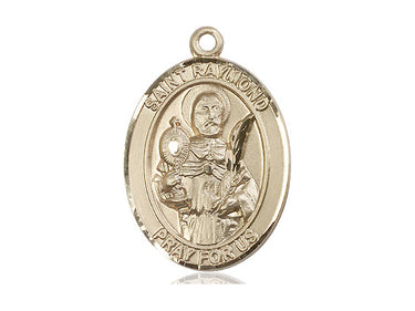 14kt Solid Gold St. Raymond Nonnatus Patron Saint Medal Pendant 1 x 3/4 inch by Bliss Manufacturing USA