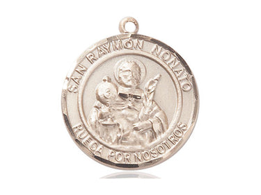14kt Solid Gold St. Raymond Nonnatus Medal Pendant 1x5/8 inch by Bliss Manufacturing USA