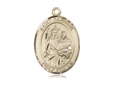 14kt Solid Gold St. Raphael Archangel Patron Saint Medal Pendant 1 x 3/4 inches by Bliss