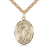 14kt Gold Filled St. Richard patron saint medal necklace with 24-inch curb chain, 1 x 3/4 inch pendant, handcrafted by Bliss Manufacturing USA