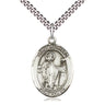 Sterling silver St. Richard patron saint medal necklace with 24 inch curb chain, handcrafted by Bliss