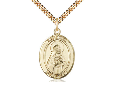 14kt Gold Filled St. Rita of Cascia Patron Saint Medal Necklace, 1x3/4 inch pendant, 24 inch chain, handcrafted in USA by Bliss Manufacturing
