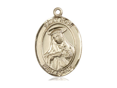 14kt Solid Gold St. Rose of Lima Patron Saint Medal Pendant 1 x 3/4 inch by Bliss Manufacturing