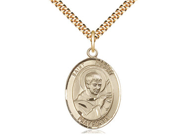 14kt Gold Filled St. Robert Bellarmine patron saint medal necklace with 24 inch chain, handcrafted by Bliss Manufacturing USA