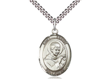 Sterling Silver St. Robert Bellarmine Medal Necklace 1x3/4 inch on 24 inch Chain by Bliss Manufacturing
