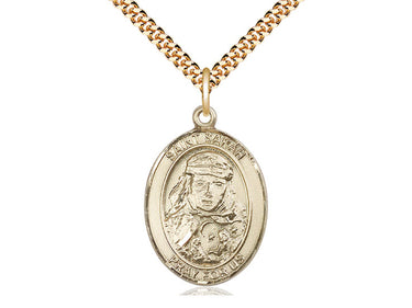 14kt gold filled St. Sarah patron saint medal necklace with 24 inch curb chain, 1x3/4 inch pendant, handcrafted by Bliss Manufacturing