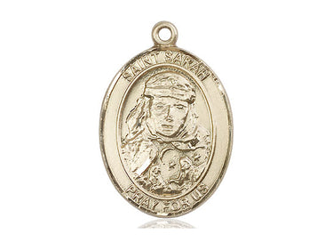 14kt Solid Gold St. Sarah Patron Saint Medal Pendant 1 inch by Bliss Manufacturing