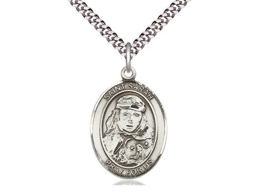 Sterling Silver St. Sarah Patron Saint Medal Necklace 1x3/4 inch pendant 24 inch chain by Bliss