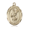 14kt solid gold St. Scholastica patron saint medal pendant 1x3/4 inch handcrafted by Bliss Manufacturing USA