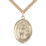14kt Gold Filled St. Sebastian Patron Saint Medal Necklace 1x3/4 inch Medium Pendant 24 inch Chain Bliss