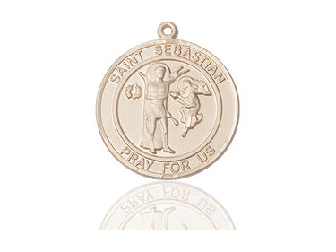14kt Solid Gold St. Sebastian Patron Saint Medal Pendant 1 x 5/8 inch by Bliss Manufacturing