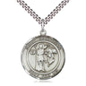 Sterling Silver St. Sebastian Patron Saint Medal Necklace 1 inch x 5/8 inch on 24 inch curb chain handcrafted by Bliss Manufacturing USA