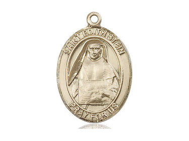 14kt solid gold St. Edith Stein medal pendant, 1 x 3/4 inches, handcrafted by Bliss Manufacturing USA