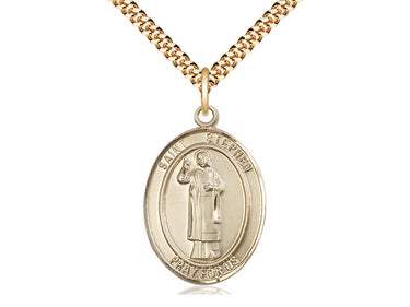 14kt Gold Filled St. Stephen the Martyr patron saint medal necklace 1x3/4 inch with 24 inch chain by Bliss