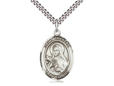 Sterling Silver St. Theresa of Lisieux Patron Saint Medal Necklace with 24 inch Chain by Bliss Manufacturing