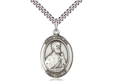 Sterling Silver St. Thomas the Apostle Patron Saint Medal Necklace with 24 inch Chain by Bliss Manufacturing