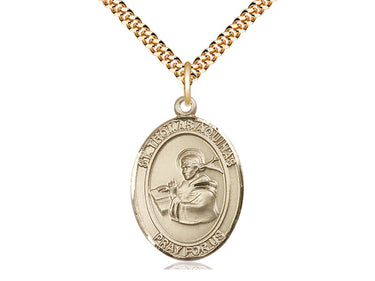 14kt gold filled St. Thomas Aquinas patron saint medal necklace with 24 inch curb chain by Bliss