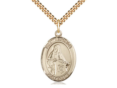 14kt Gold Filled St. Veronica patron saint medal necklace with 24 inch curb chain by Bliss Manufacturing