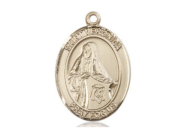 14kt solid gold St. Veronica patron saint medal pendant 1x3/4 inch by Bliss Manufacturing