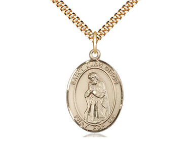 14kt Gold Filled St. Juan Diego Patron Saint Medal Necklace 1 inch x 3/4 inch on 24 inch chain by Bliss