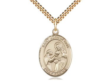 14kt gold filled St. John of God patron saint medal necklace with 24 inch chain by Bliss Manufacturing