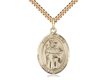 14kt Gold Filled St. Casimir of Poland patron saint medal necklace with 24 inch curb chain by Bliss