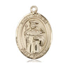 14kt solid gold St. Casimir of Poland patron saint medal pendant, 1 inch by 3/4 inch, handcrafted by Bliss Manufacturing USA
