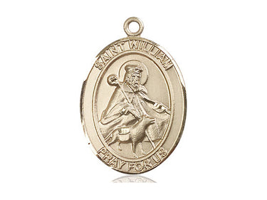 14kt solid gold St. William of Rochester patron saint medal pendant 1 inch by 3/4 inch by Bliss Manufacturing