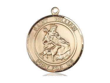 14kt Solid Gold St. William of Rochester Medal 1 x 5/8 Patron Saint Pendant Handcrafted USA Bliss