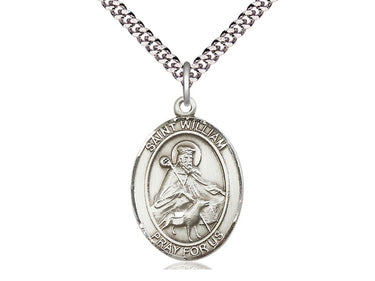 Sterling silver St. William of Rochester patron saint medal necklace 1 inch pendant on 24 inch chain by Bliss