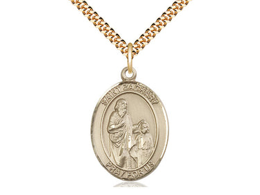 14kt Gold Filled St. Zachary Patron Saint Medal Necklace 1 inch x 3/4 inch with 24 inch chain by Bliss Manufacturing