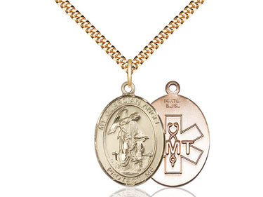 14kt Gold Filled Guardian Angel EMT Pendant Necklace 1x3/4 inch with 24 inch Chain by Bliss
