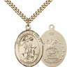 14kt Gold Filled Guardian Angel Medal Necklace 1 x 3/4 Inches with 24 Inch Curb Chain by Bliss