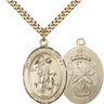 14kt gold filled Guardian Angel medal pendant necklace with 24 inch chain handmade by Bliss Manufacturing