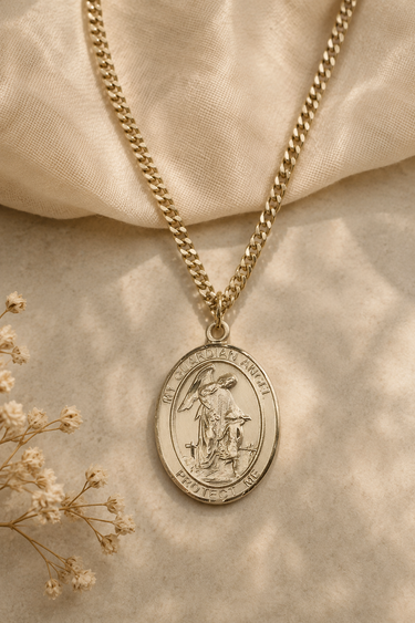 Guardian Angel 14KT Gold Filled Medal Necklace